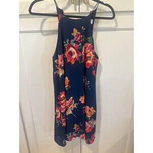 Anthropologie by Everly Blue Floral Halter Mini Shift Dress Small Pink boho read